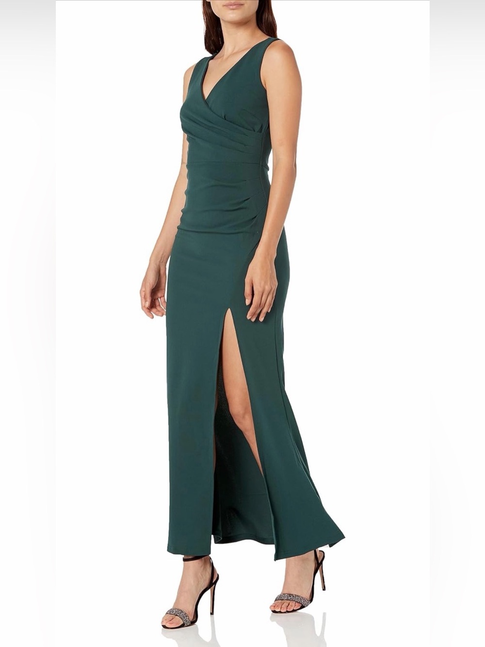NWT Sleeveless V‑Neck Maxi Dress in Green with Front Slit, Smal